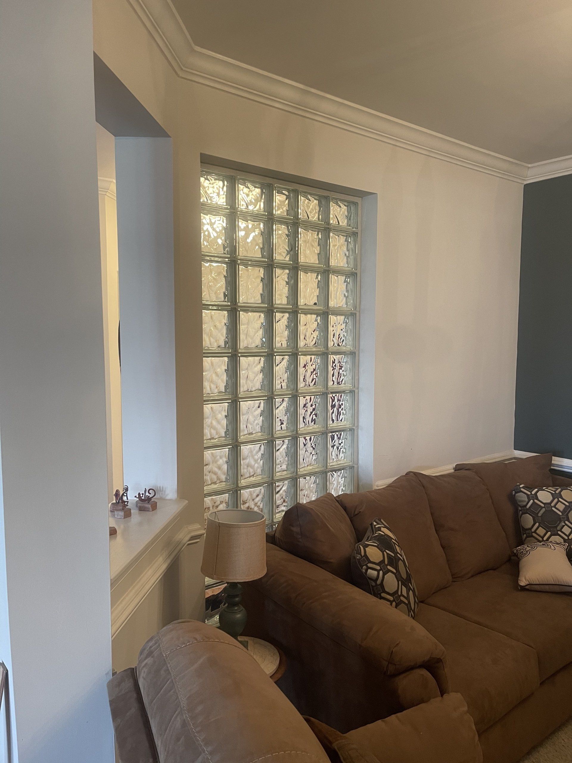 High-quality glass block window installed on a residential house