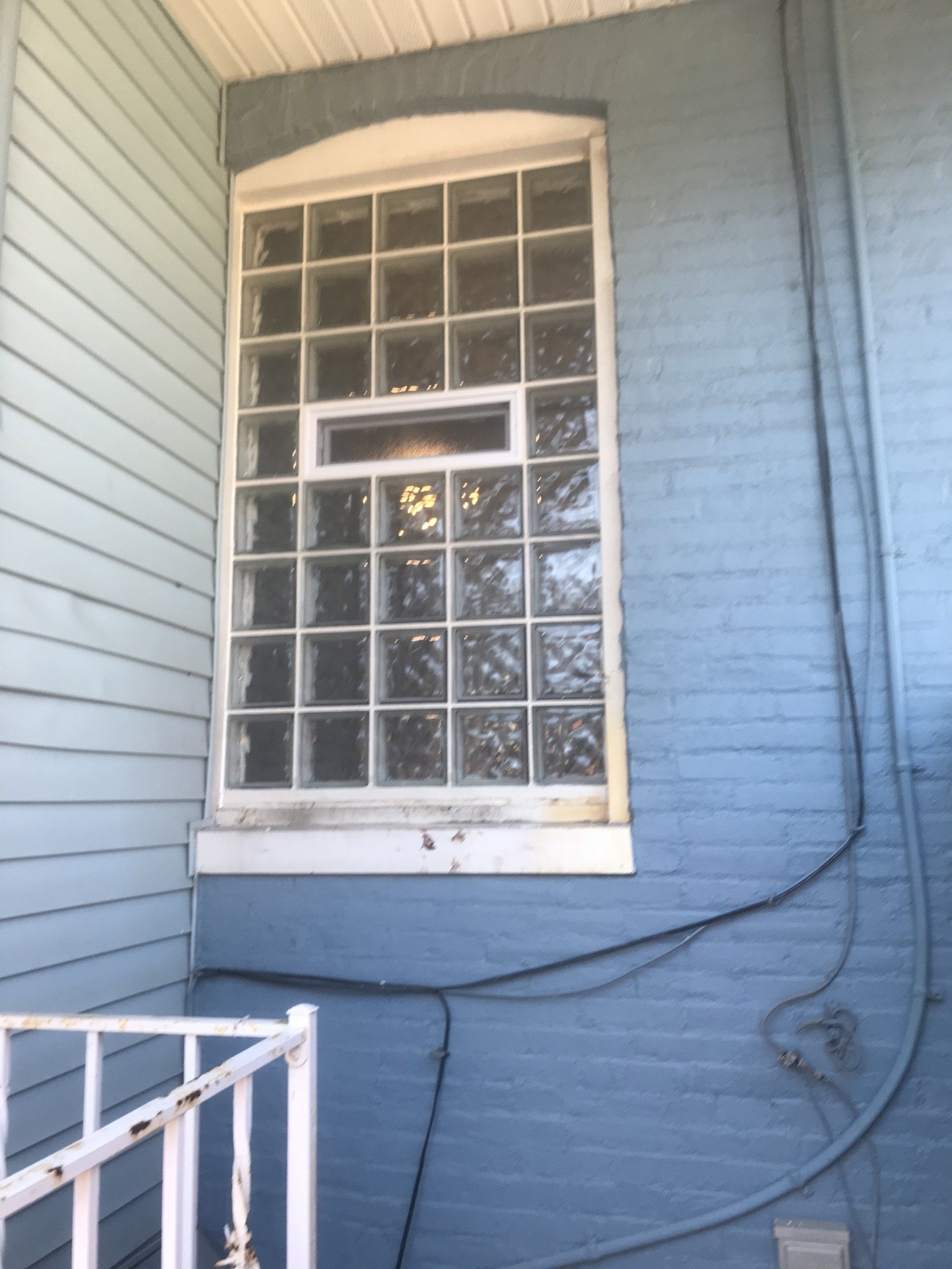 Newly installed glass block security window