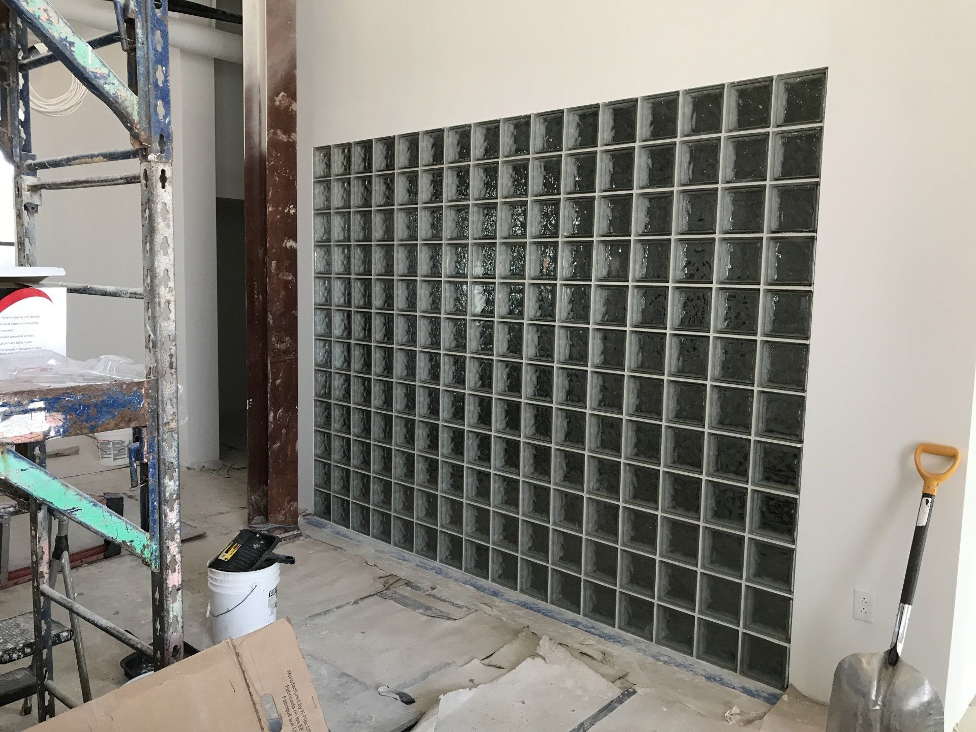 Glass blocks installed on a wall