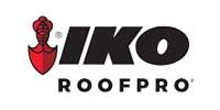 IKO Roofpro logo with a red shovel icon. Black text on white background.