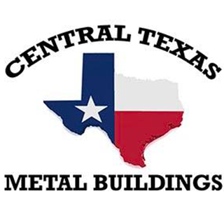Logo for Central Texas Metal Buildings: Texas map in state flag colors with text Central Texas Metal Buildings.