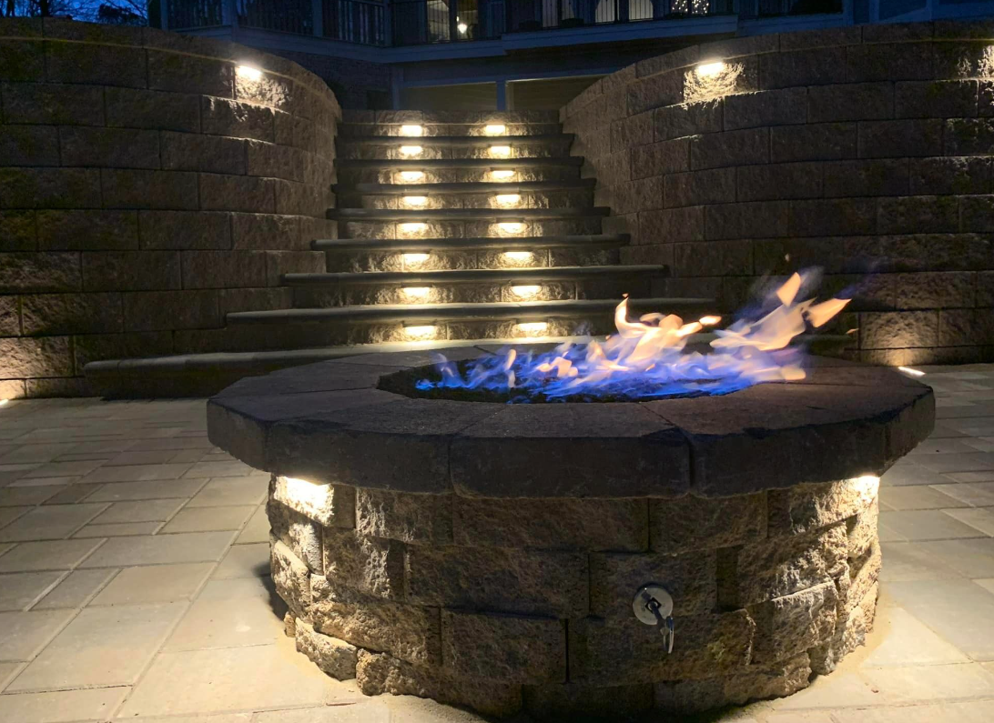 fire pit with blue flame