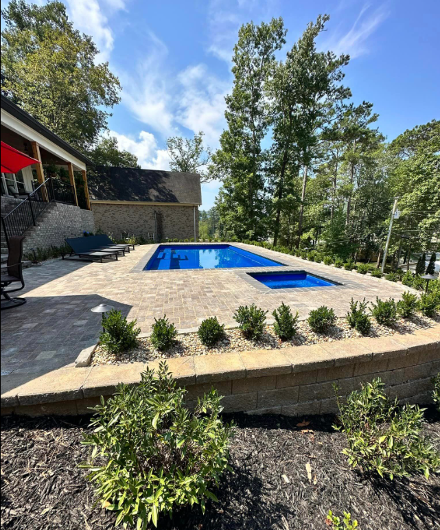 Retaining wall beside the pool