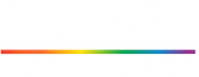 Horizontal rainbow gradient bar from red through yellow, green, blue, to purple on a white background