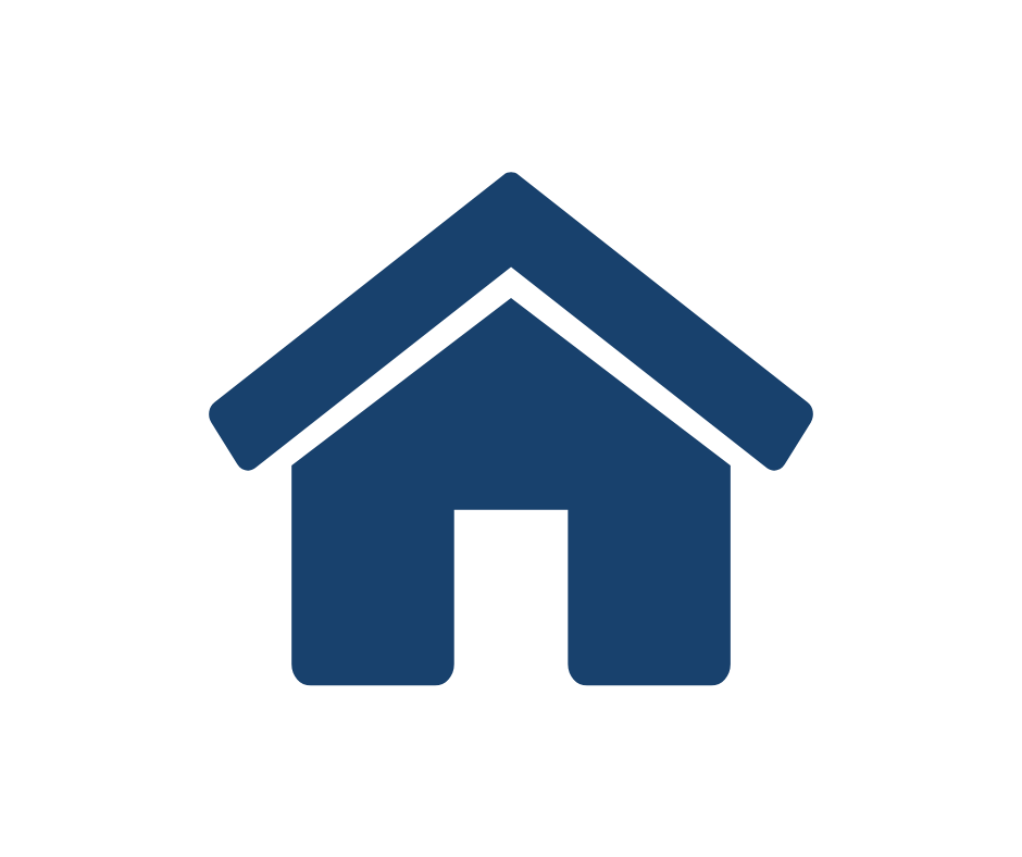 Blue house icon with white door.