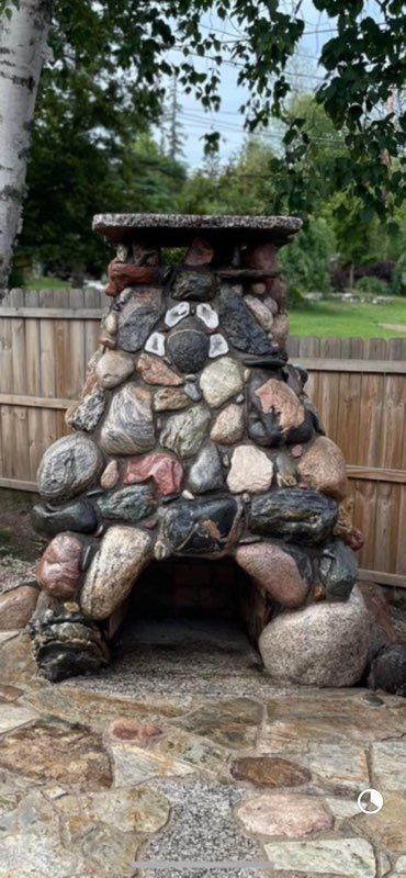 Backyard Makeover rock chimney