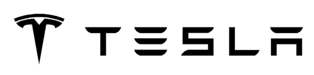 A black and white tesla logo on a white background.