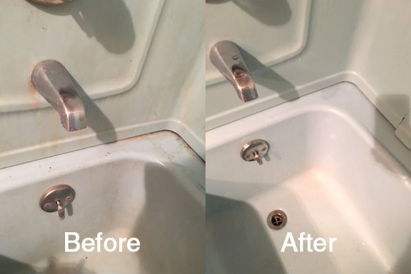 Before and after bath tub cleaning