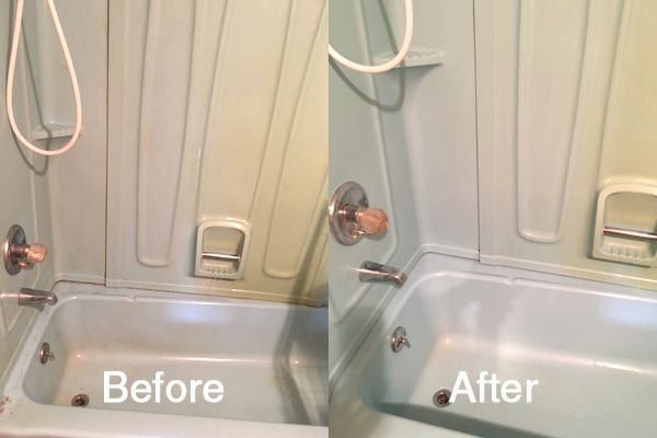 Before and after bath tub cleaning