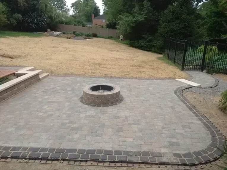 Residential patio with firepit