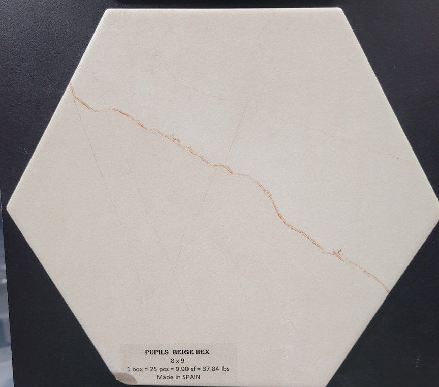 A white hexagon tile with a label that says purple