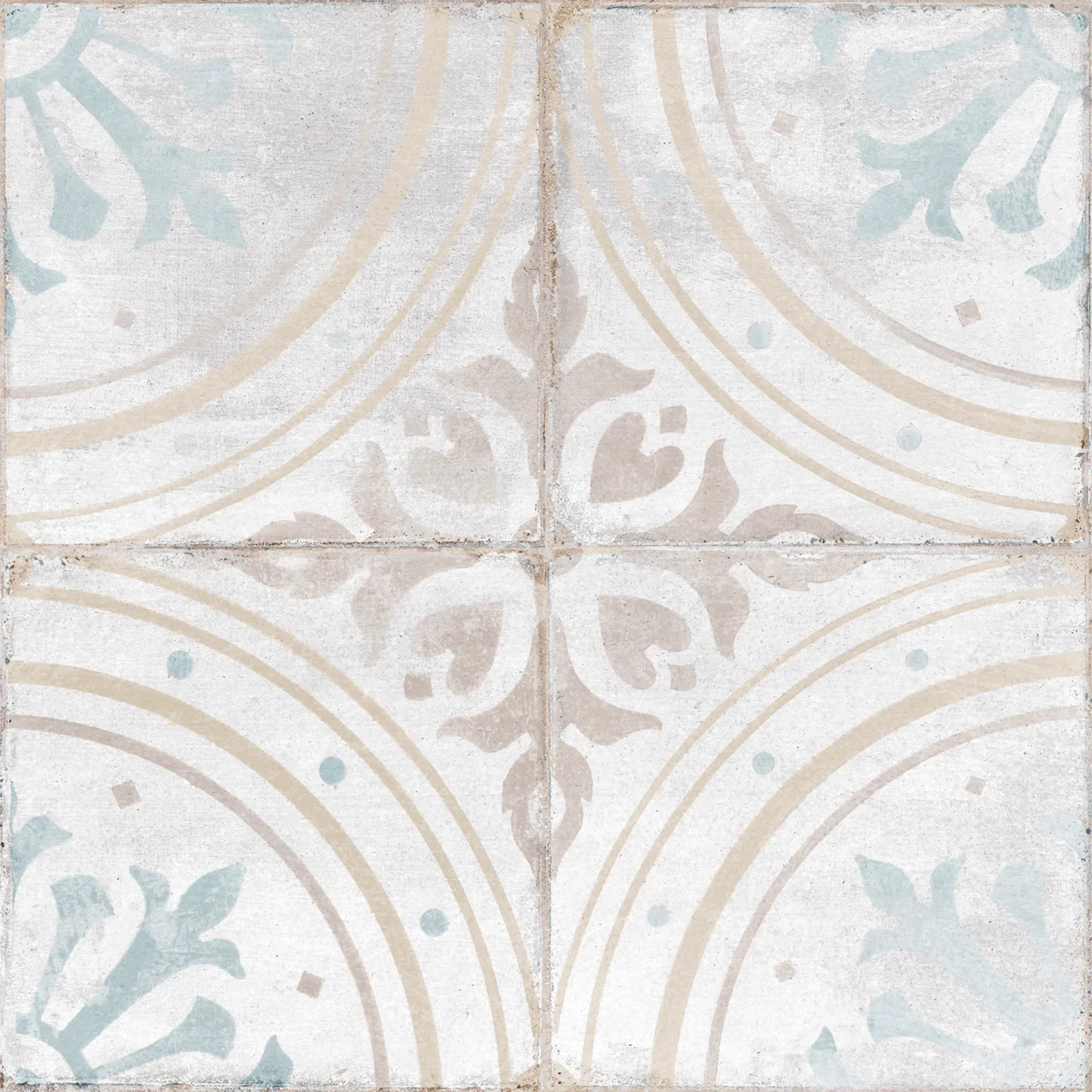 A white tile with a floral pattern on it