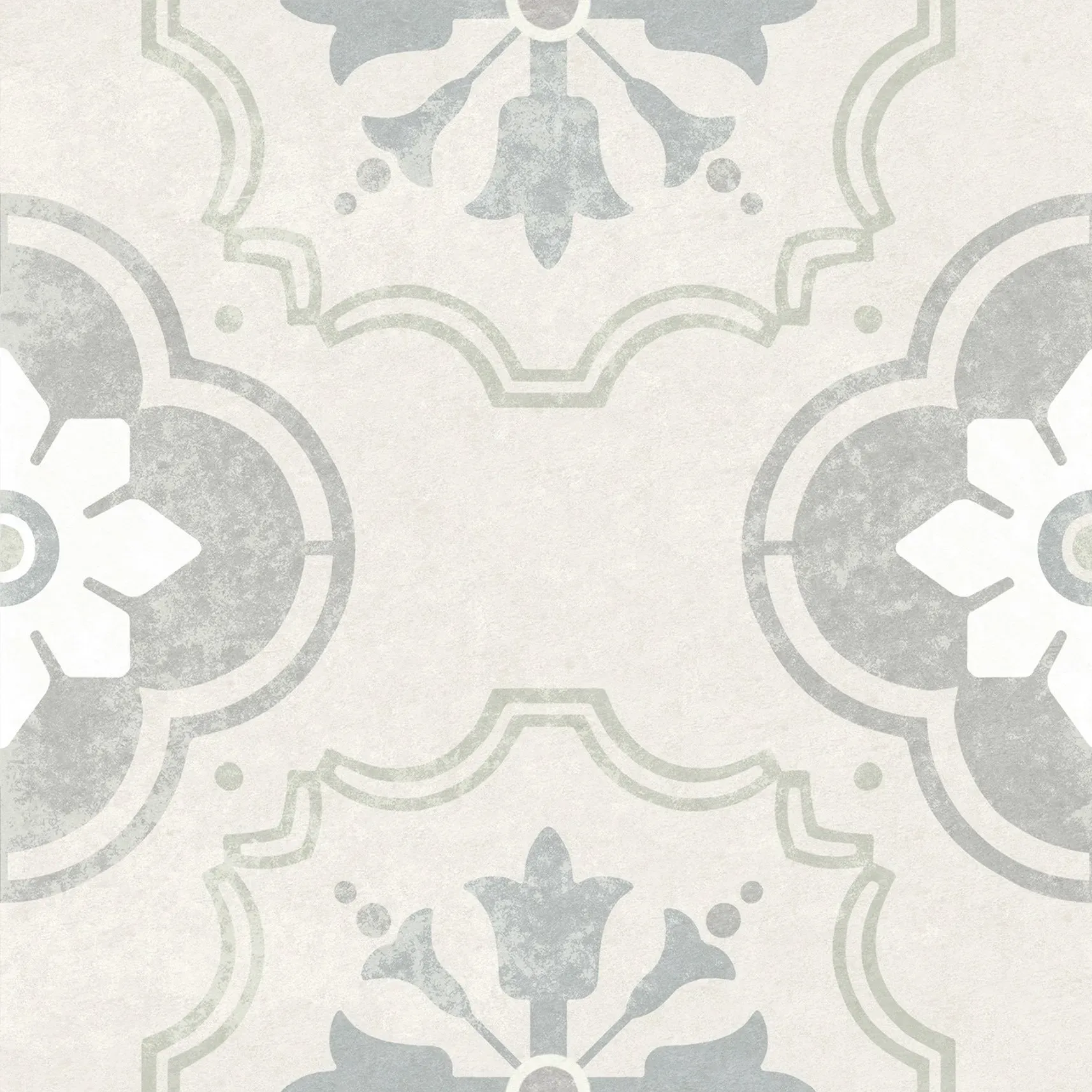 A white tile with a floral pattern on it