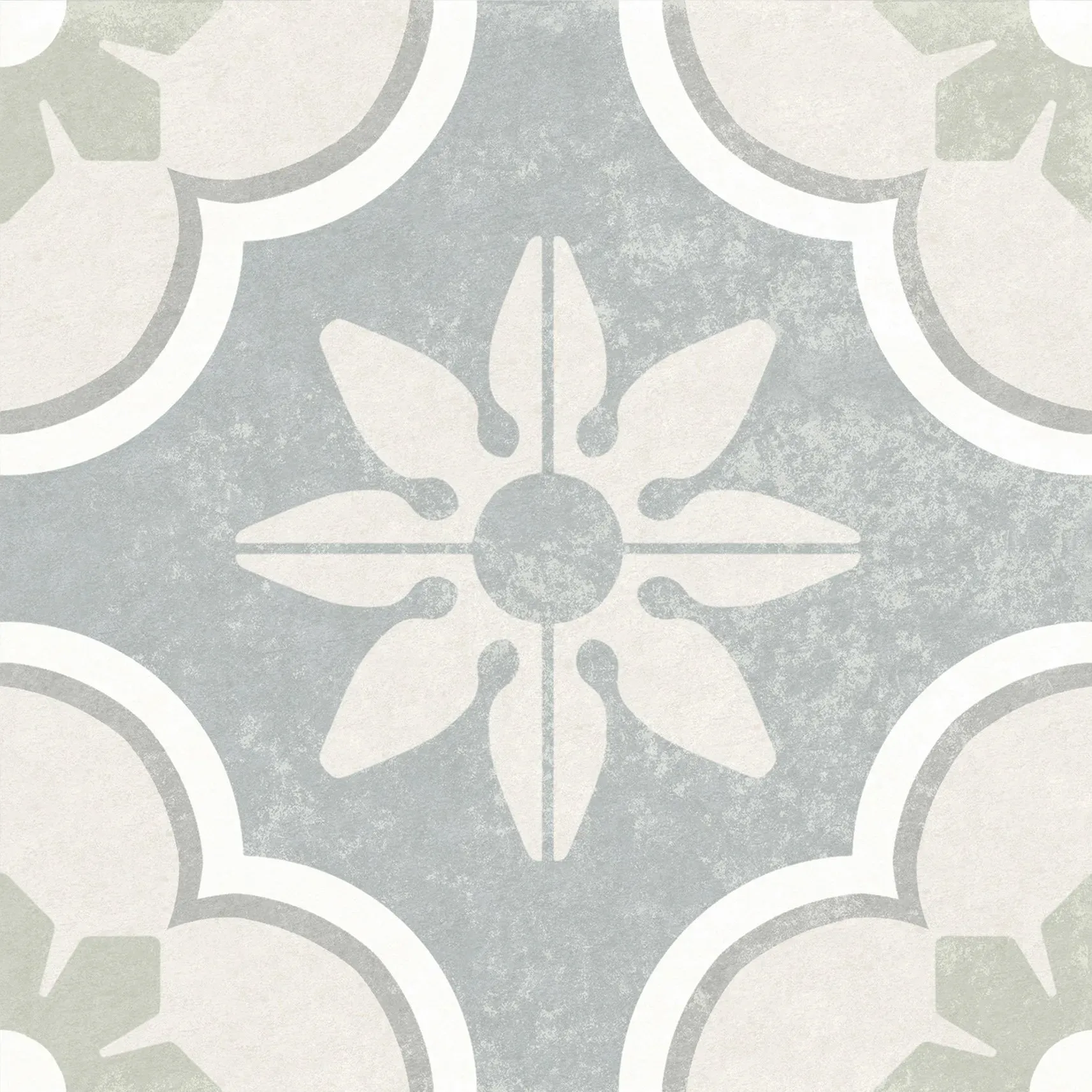 A tile with a white flower on it