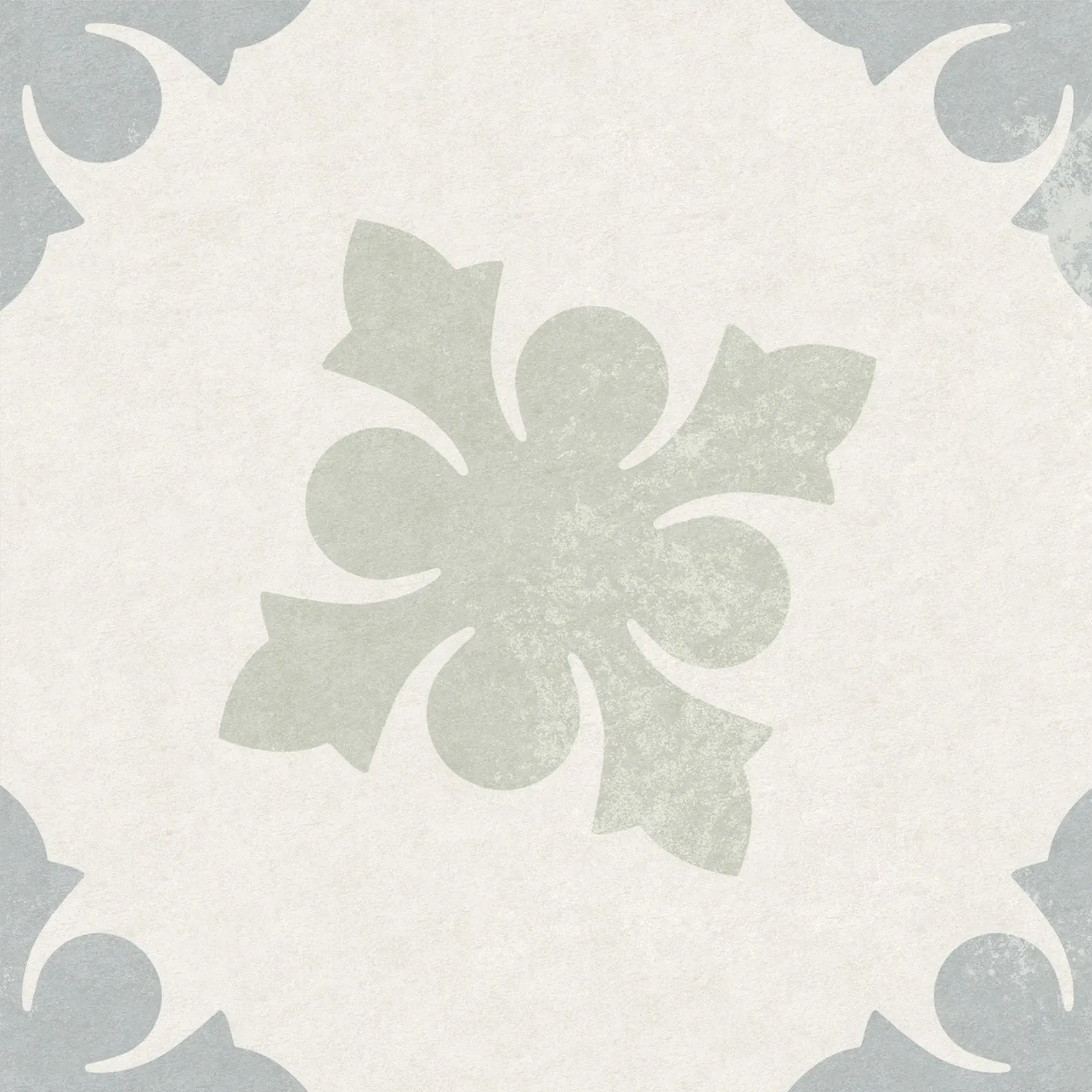 A white tile with a floral pattern on it