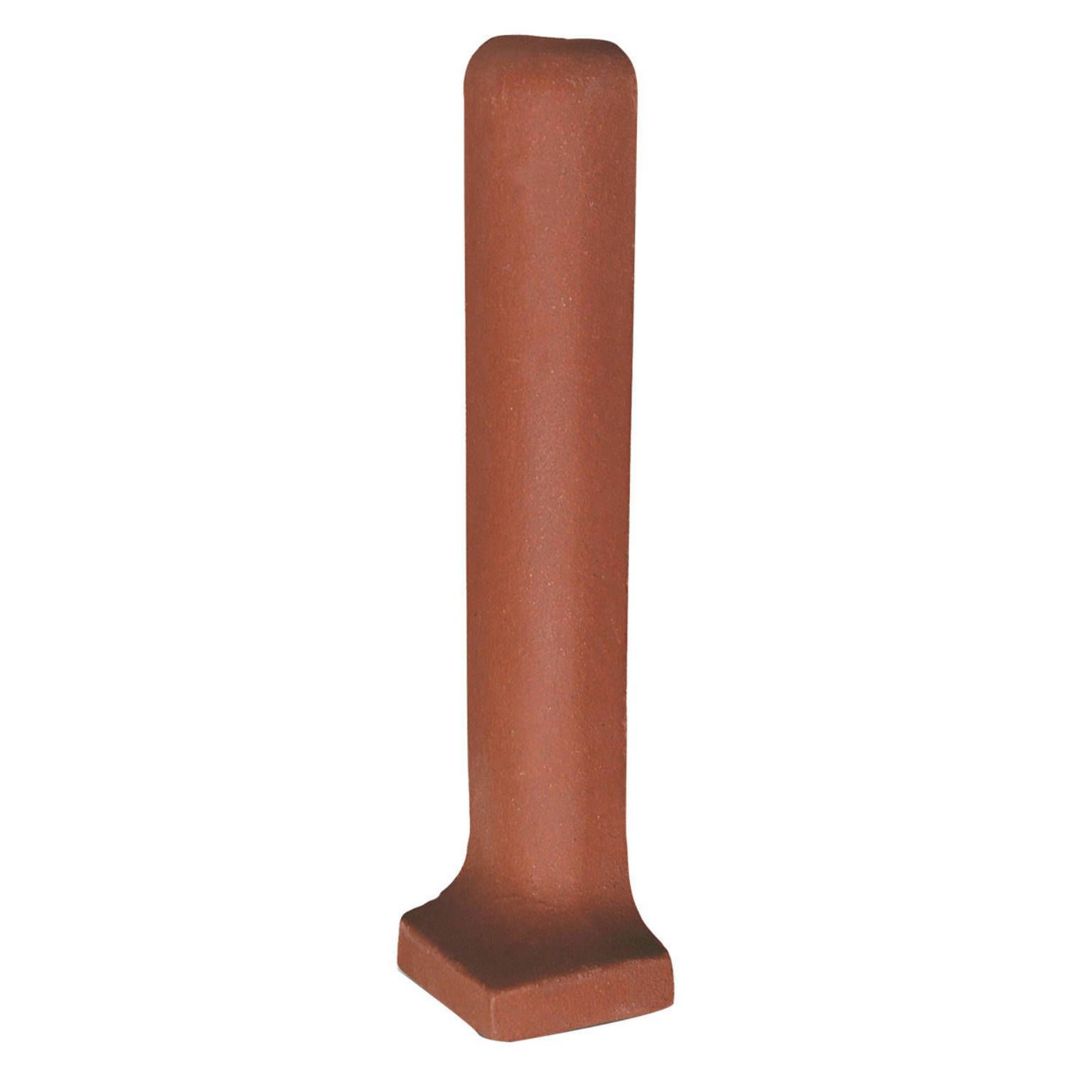 A red cylinder with a square base on a white background.