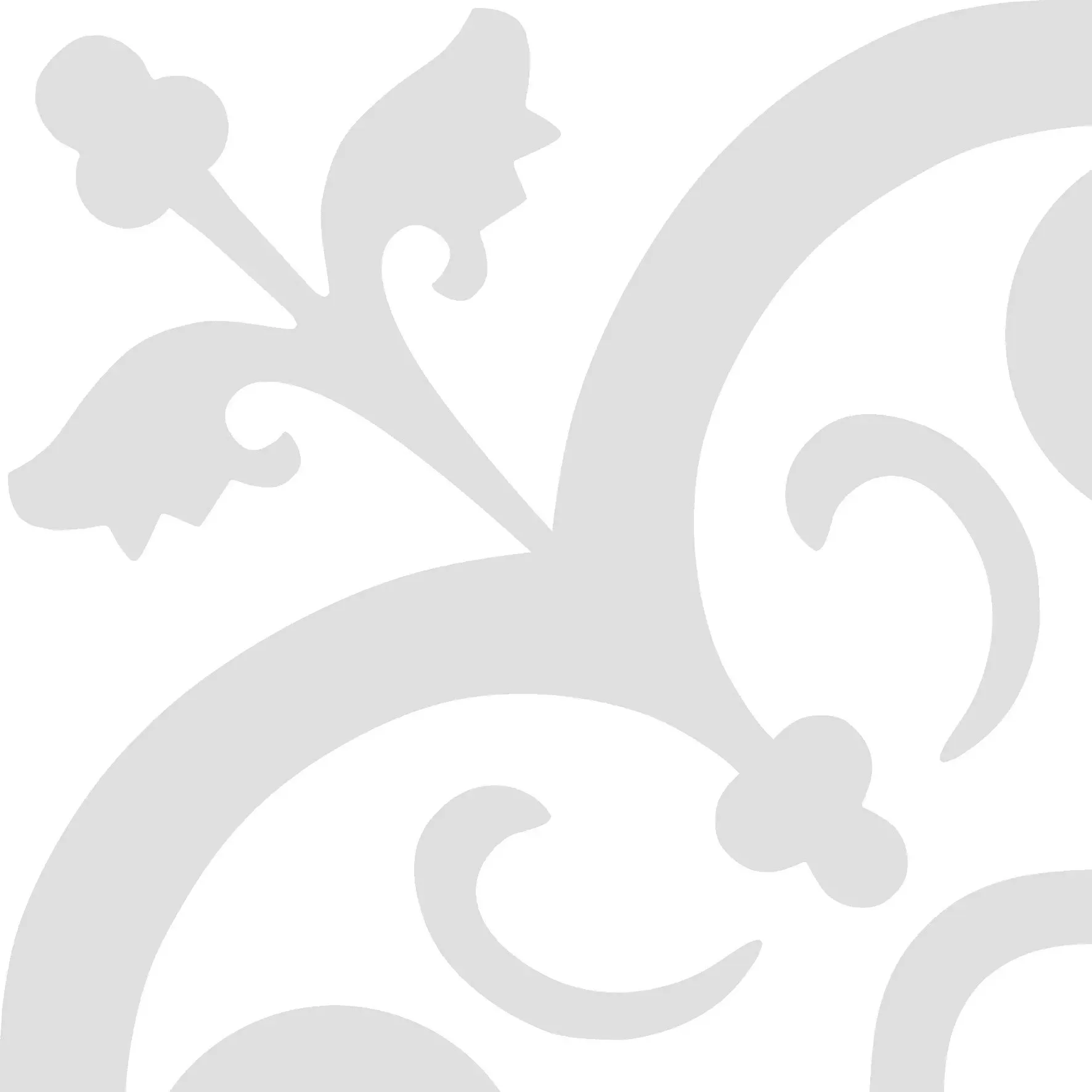 A white tile with a floral pattern on it on a white background.