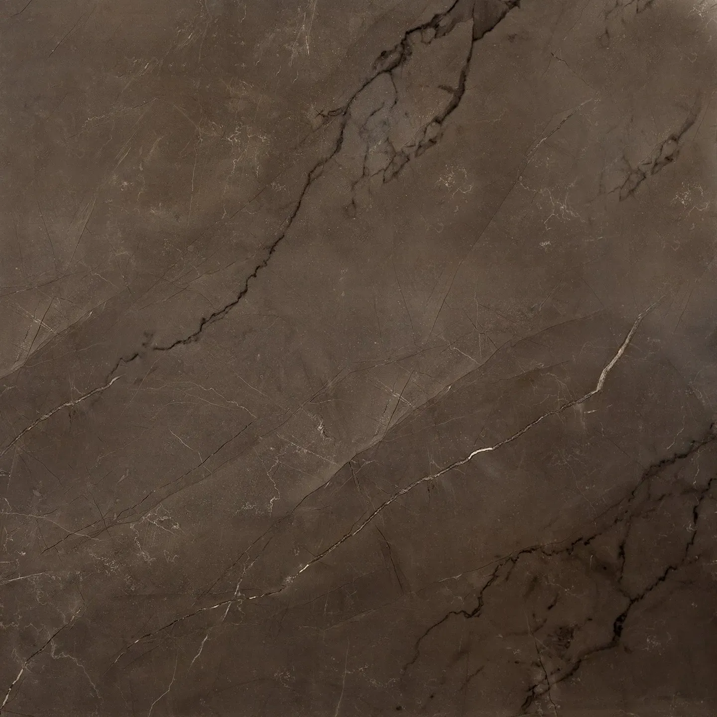 A close up of a brown marble tile with cracks.