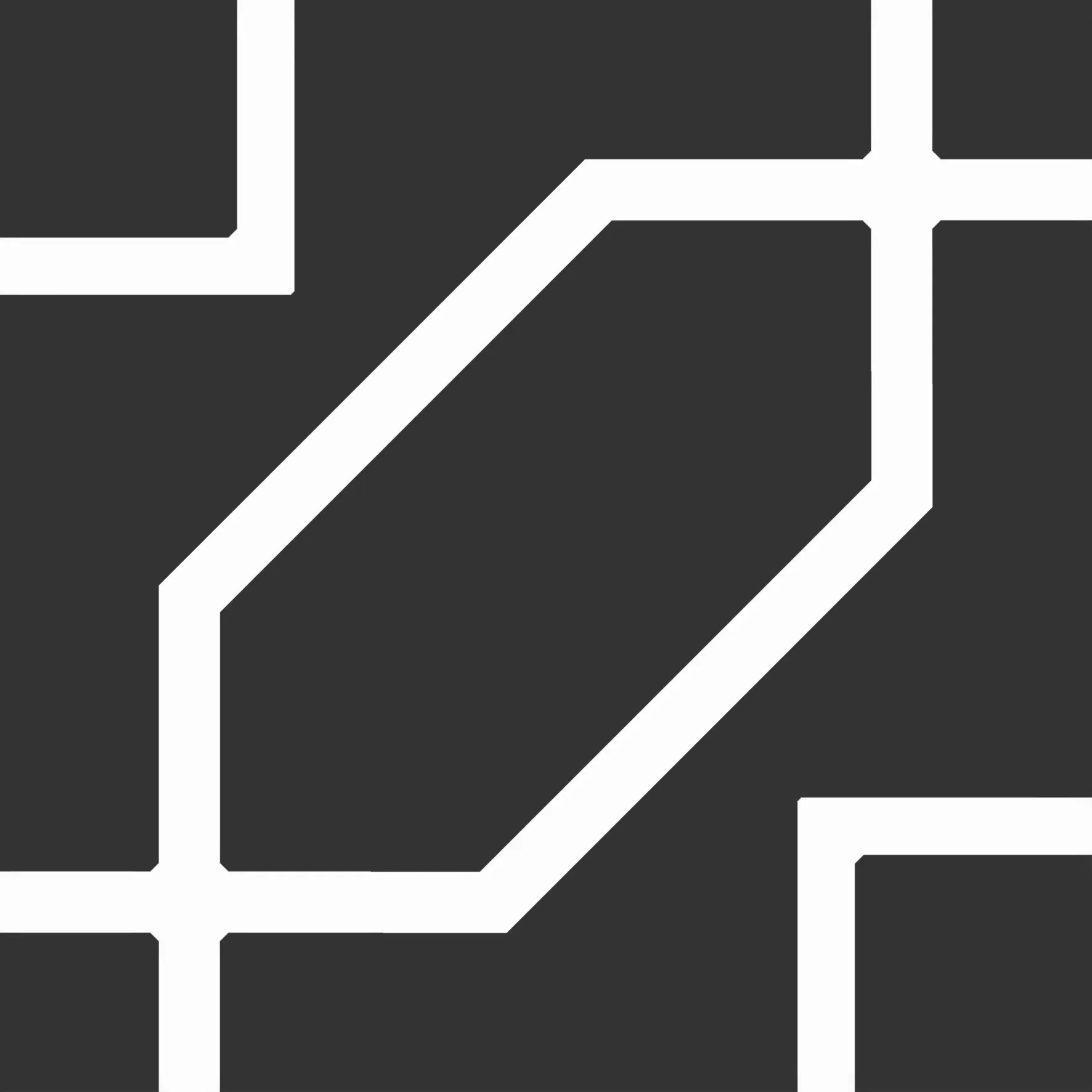 A black and white geometric pattern with white lines on a black background.