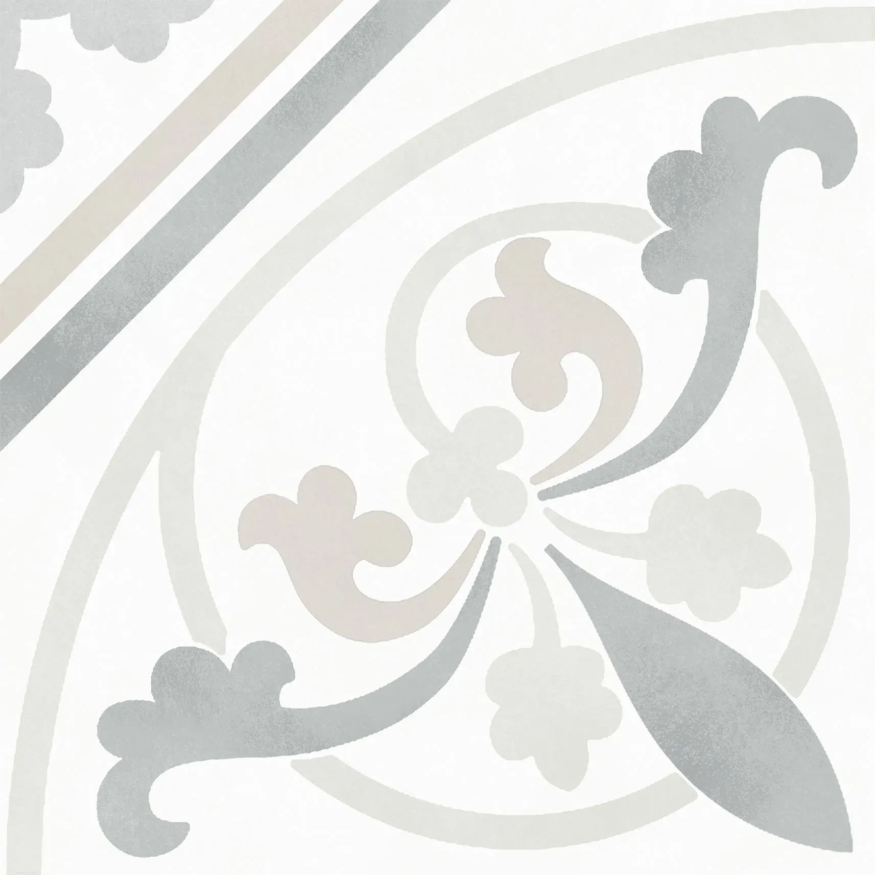 A close up of a tile with a floral pattern on it.