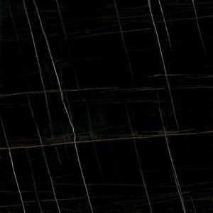 A close up of a black tile with white stripes.