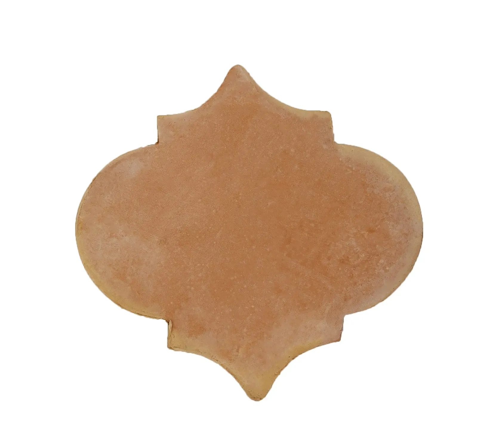 A brown tile with a geometric design on a white background