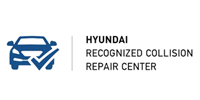 Hyundai Recognized Collision Repair Center logo: blue car with checkmark.