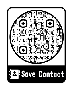 QR code with “Save Contact” label on black and white card
