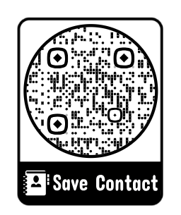 QR code in a rounded square with a black “Save Contact” button at the bottom.