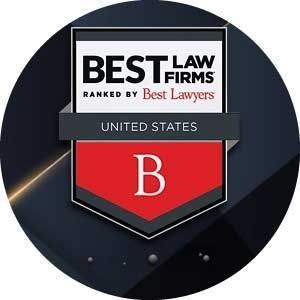 Best Law Firms badge logo with red and black shield, United States, and a large &ldquo;B&rdquo;