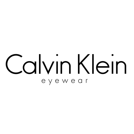 The logo for calvin klein eyewear is black and white on a white background.