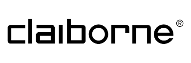 A black and white logo for clairborne on a white background