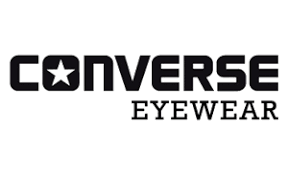The logo for converse eyewear is black and white.