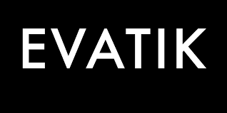 The word evatik is written in white on a black background