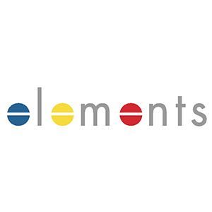A colorful logo for elements is on a white background.