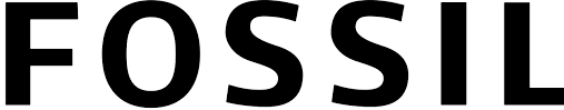 The word fossil is written in black on a white background.