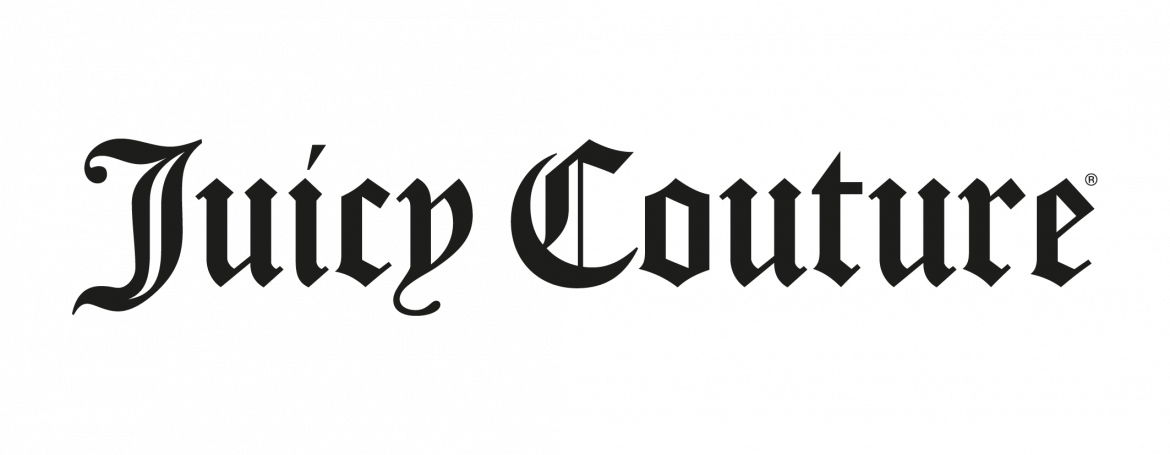The logo for juicy couture is black and white on a white background.