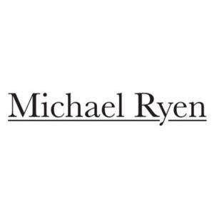 A black and white logo for michael ryen on a white background.