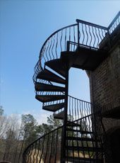 A steel spiral staircase