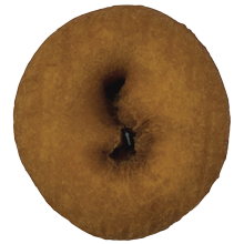 A brown donut with a hole in the middle