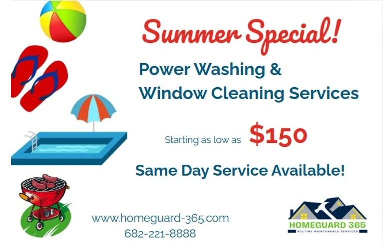 A summer special for power washing and window cleaning services