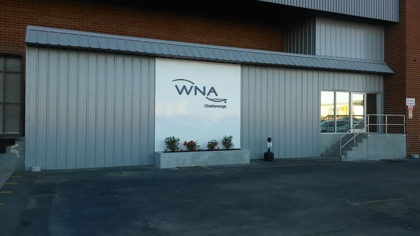 Exterior of a gray building with 