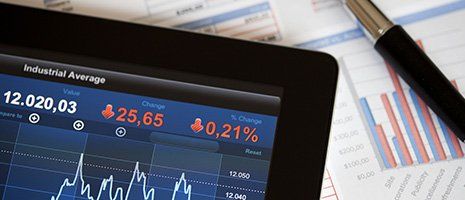 tablet with stock market analysis