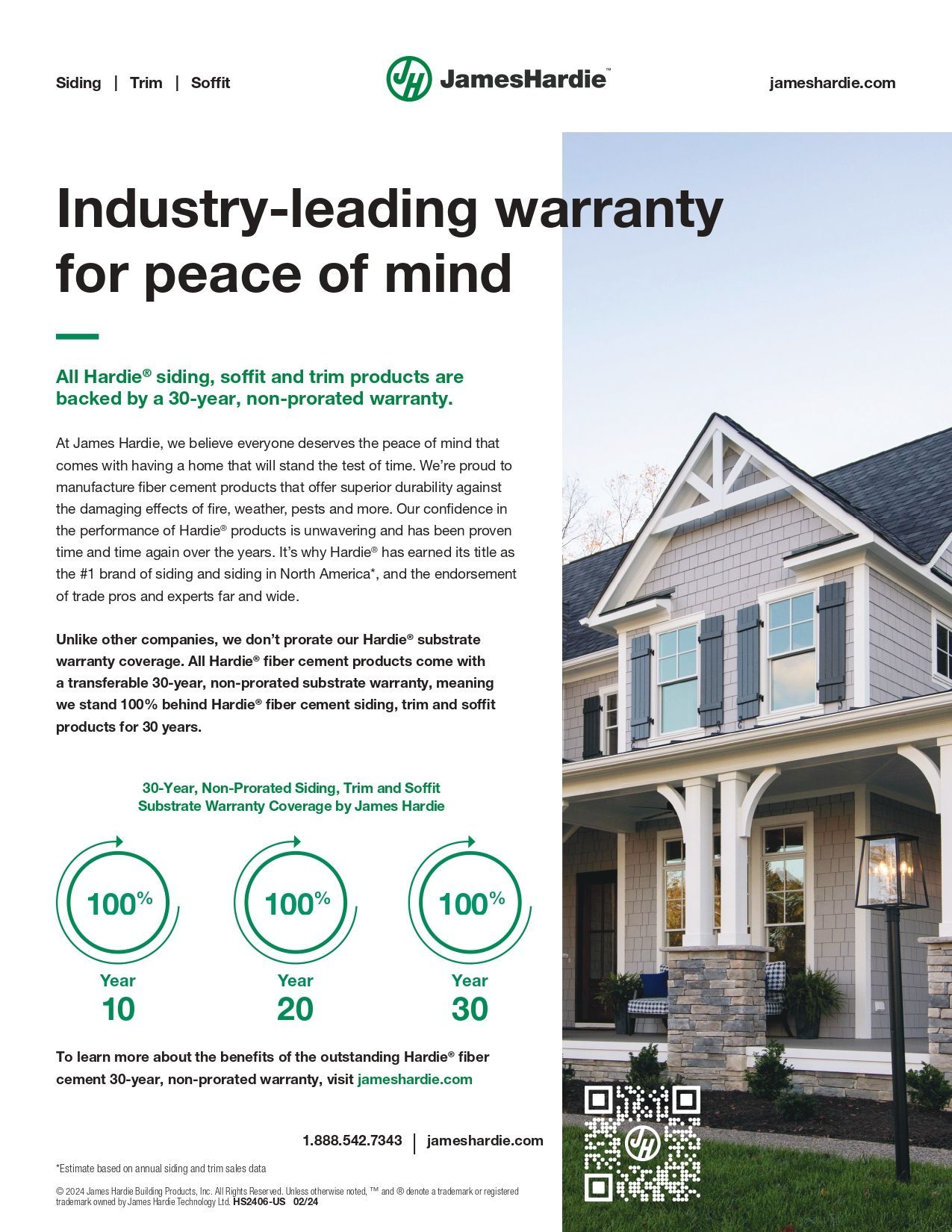 A flyer for industry-leading warranty for siding and trim