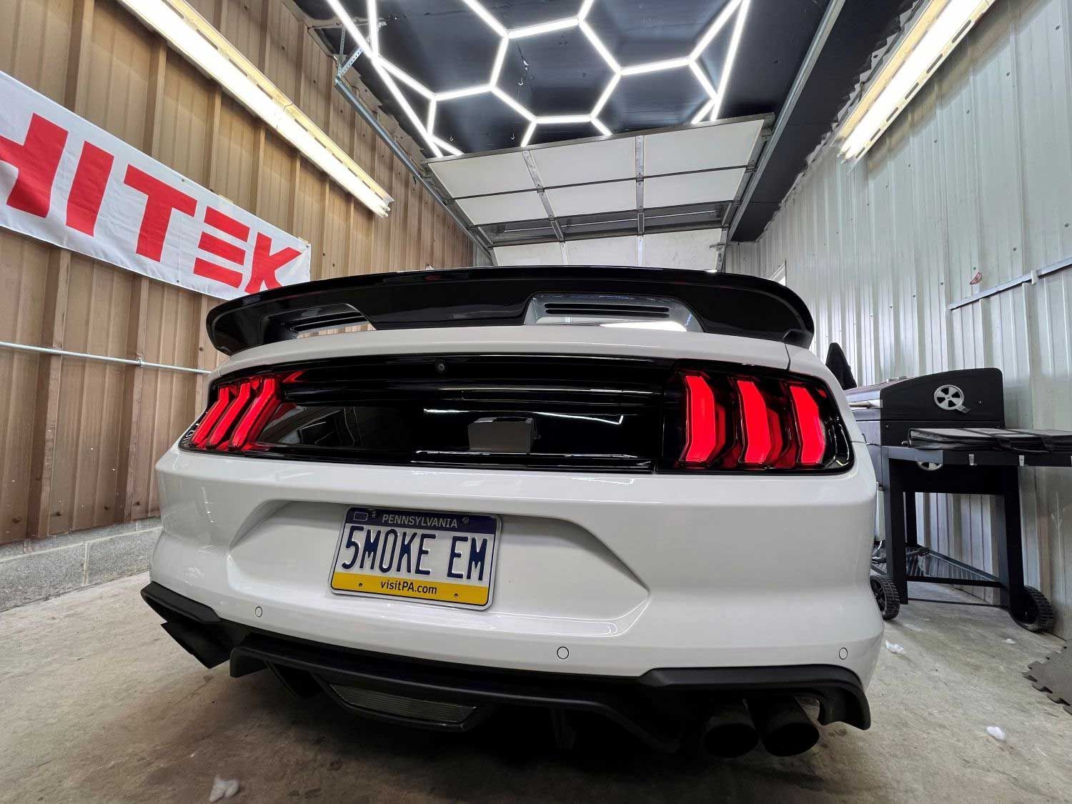 White Ford Mustang with 