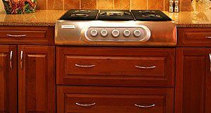 Kitchen cabinet with gas stove