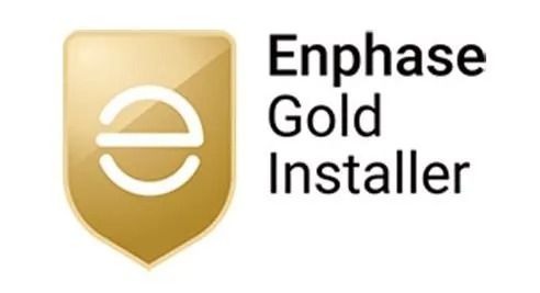 Enphase Gold Installer badge with gold shield logo and black text