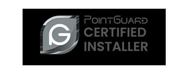 PointGuard Certified Installer logo on a black background with silver text and emblem