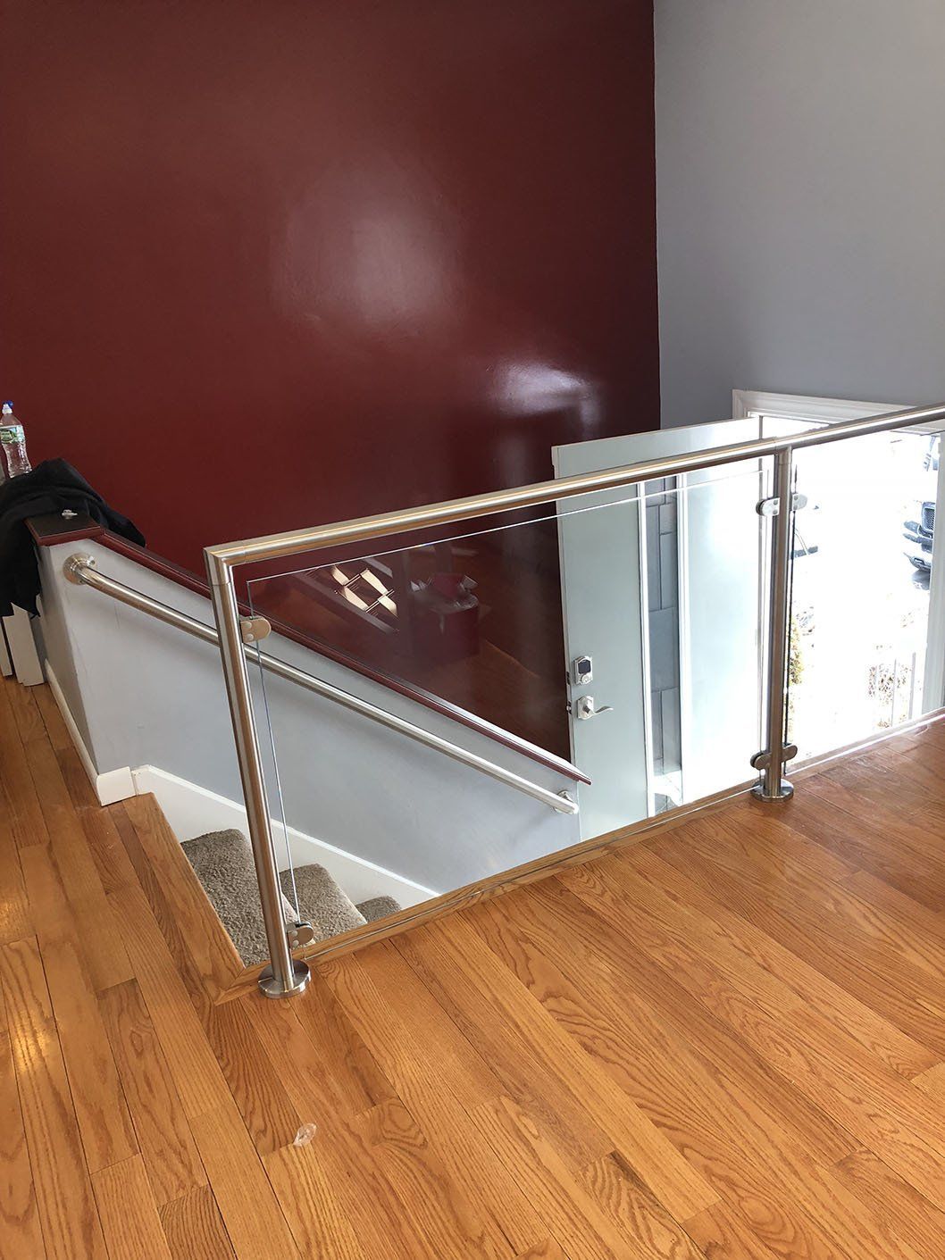 Glass stair railing
