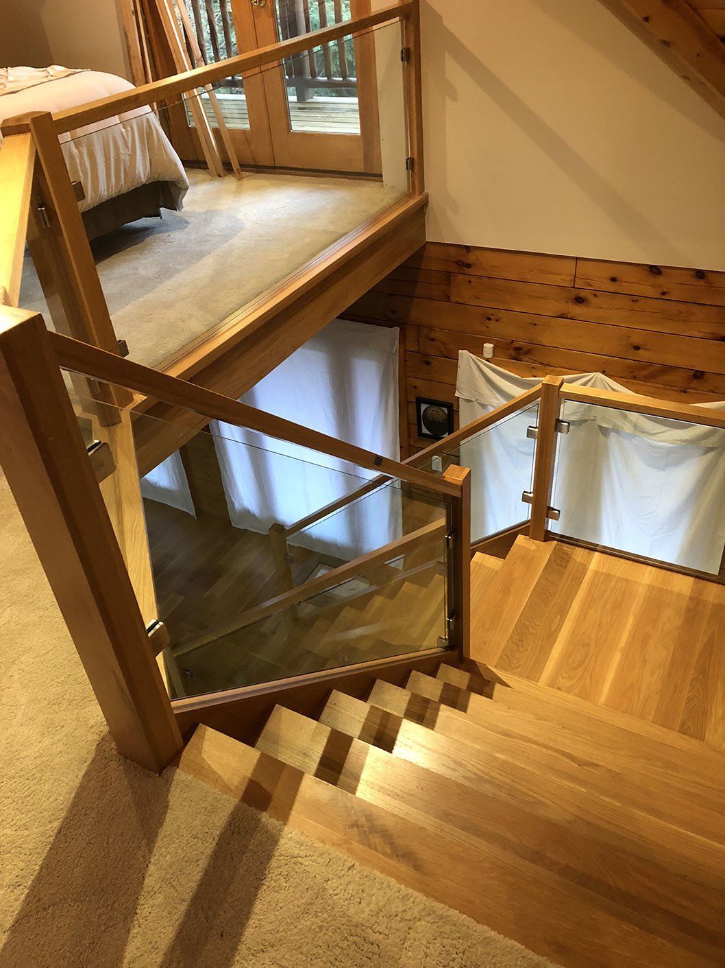 Glass stair railing